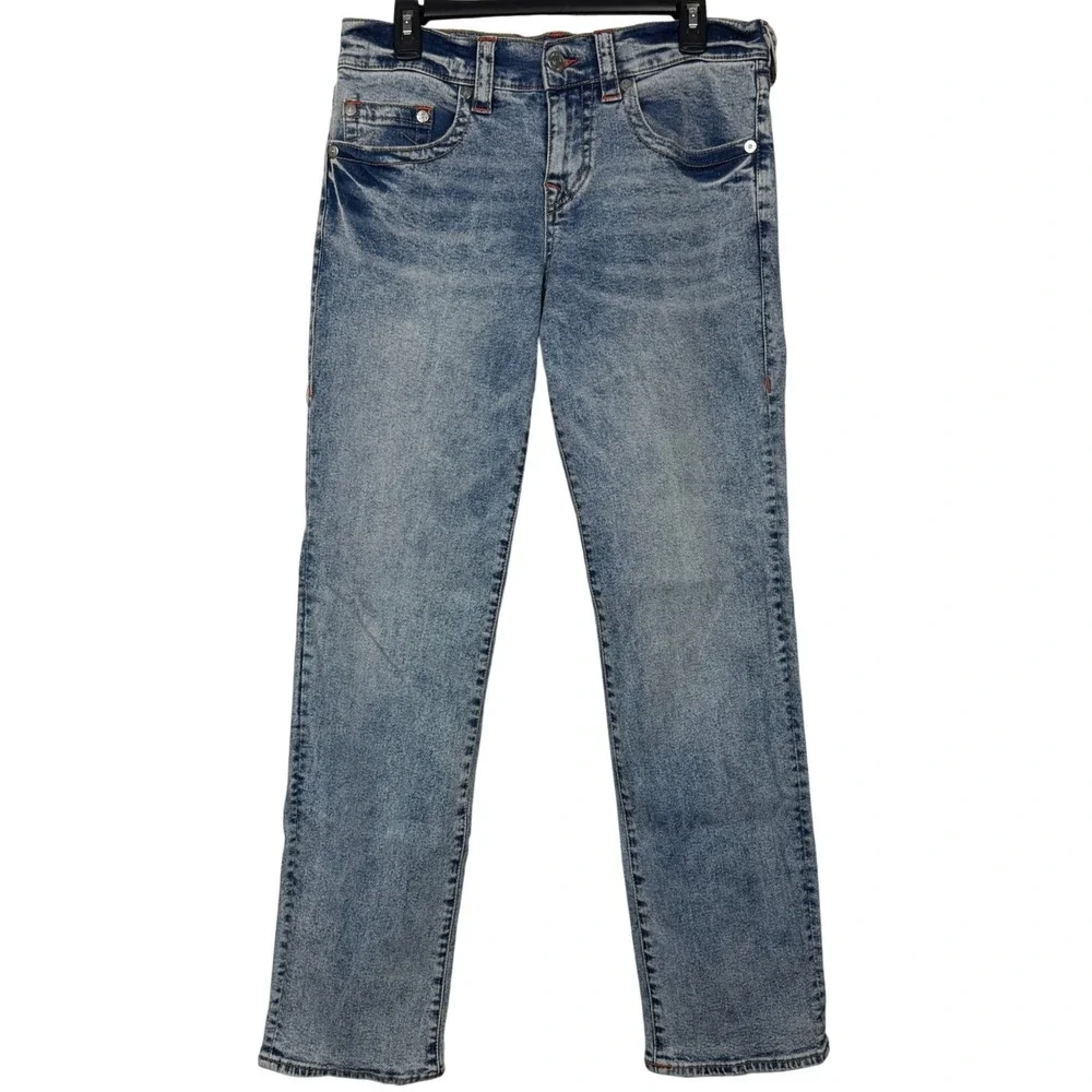 True Religion Ricki Relaxed Straight Jeans Mens 28x32 Blue Acid Wash Denim Y2K